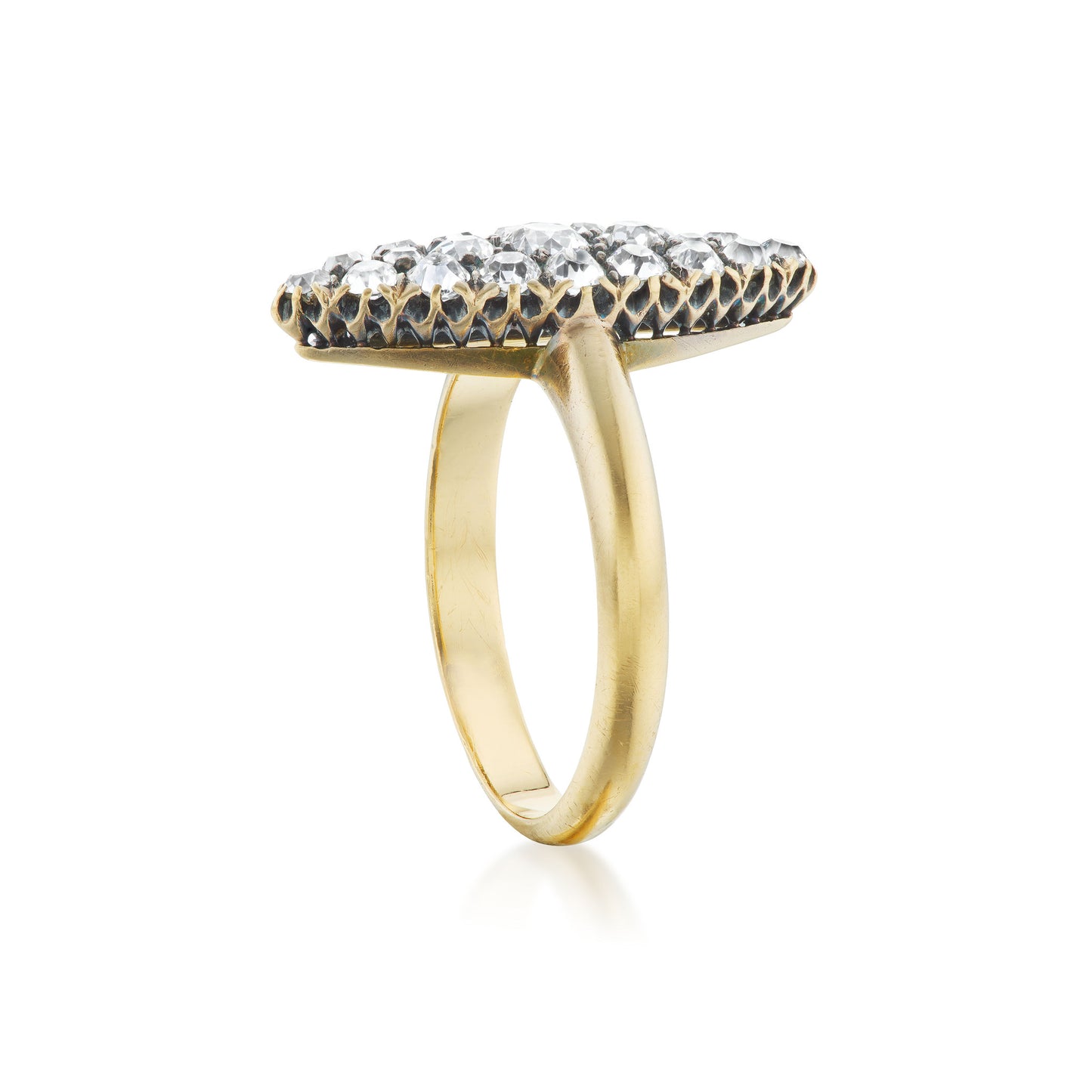 Victorian 18KT Yellow Gold Diamond Navette Ring side