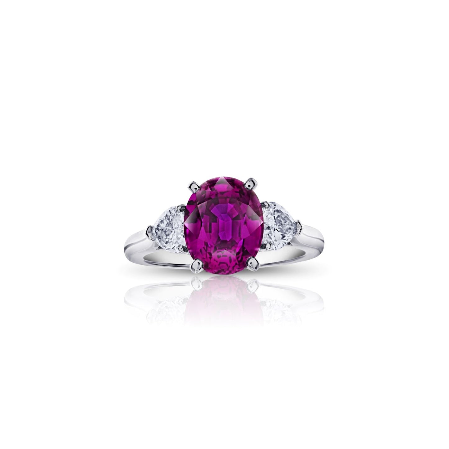 Contemporary Platinum Sapphire & Diamond Ring front