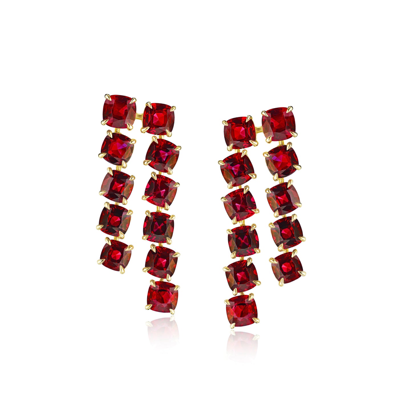 Contemporary 18KT Yellow Gold Ruby Earrings front