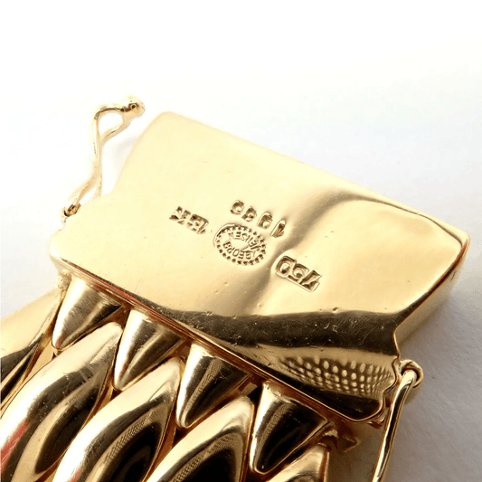 Georg Jensen by Harald Nielsen 1930s 18KT Yellow Gold Bracelet hallmarks on clasp