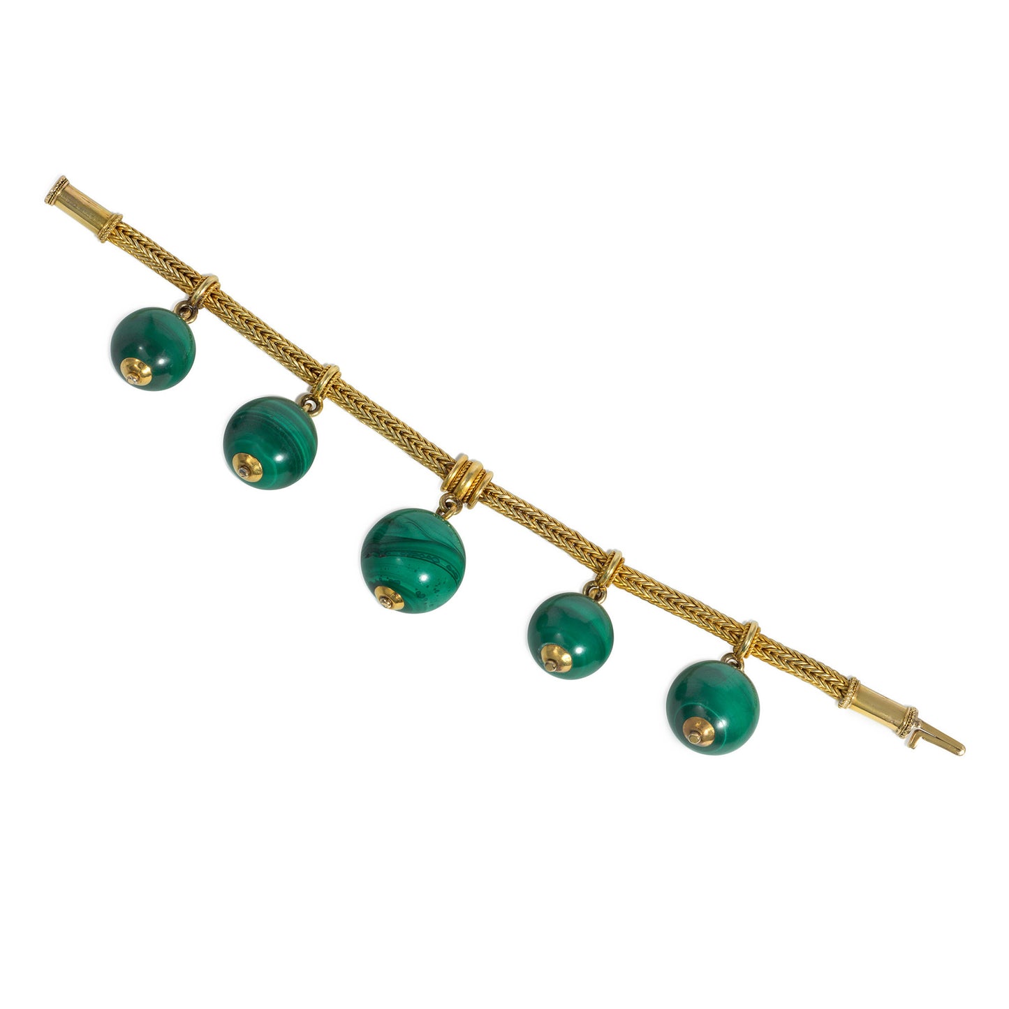 Victorian 18KT Yellow Gold Malachite Bracelet front