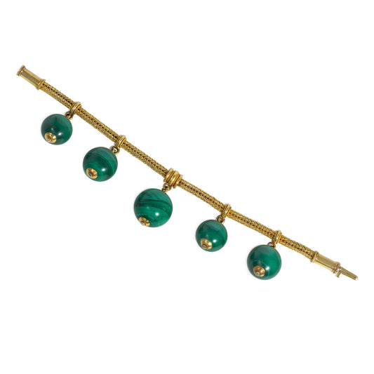 Victorian 18KT Yellow Gold Malachite Bracelet front