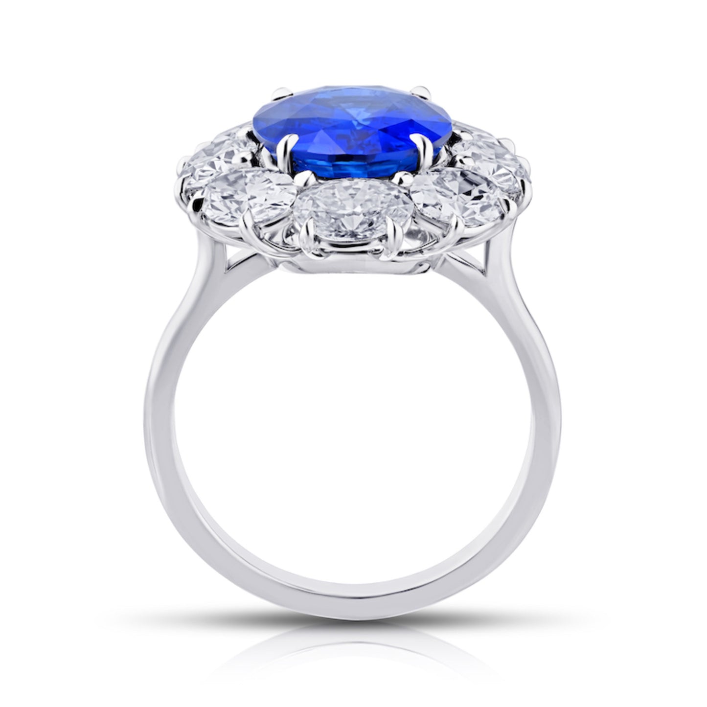 Contemporary Platinum Sapphire & Diamond Ring profile