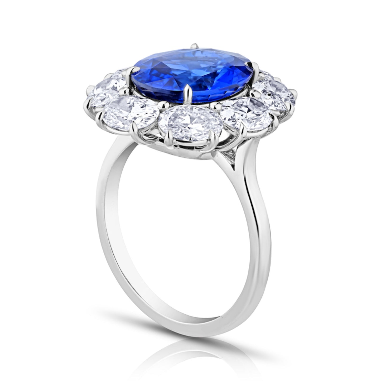 Contemporary Platinum Sapphire & Diamond Ring side