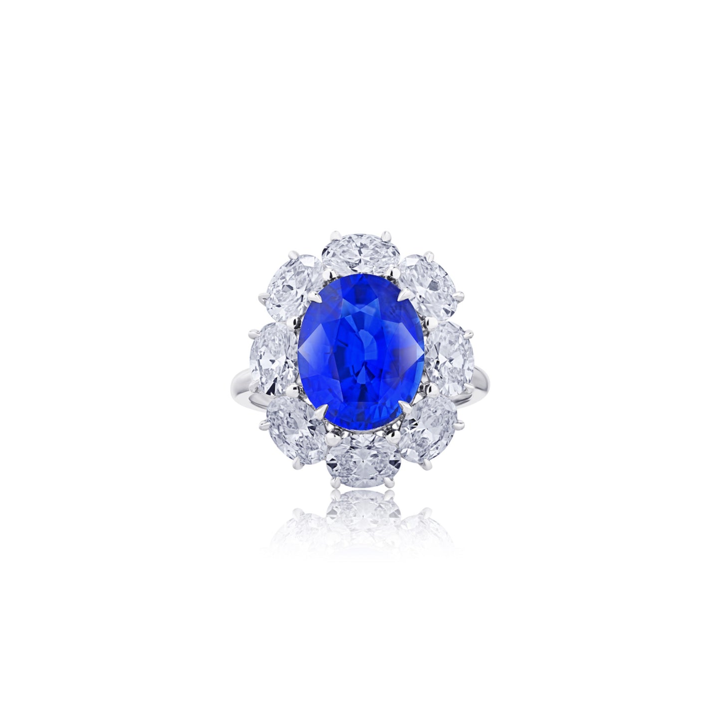 Contemporary Platinum Sapphire & Diamond Ring front