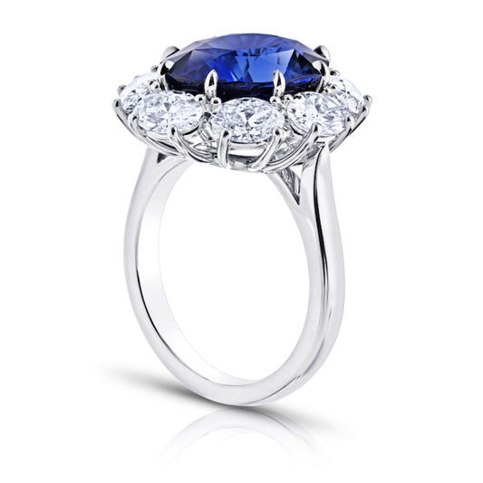 Contemporary Platinum Sapphire & Diamond Ring side