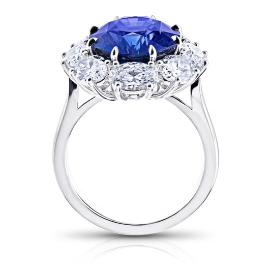 Contemporary Platinum Sapphire & Diamond Ring profile