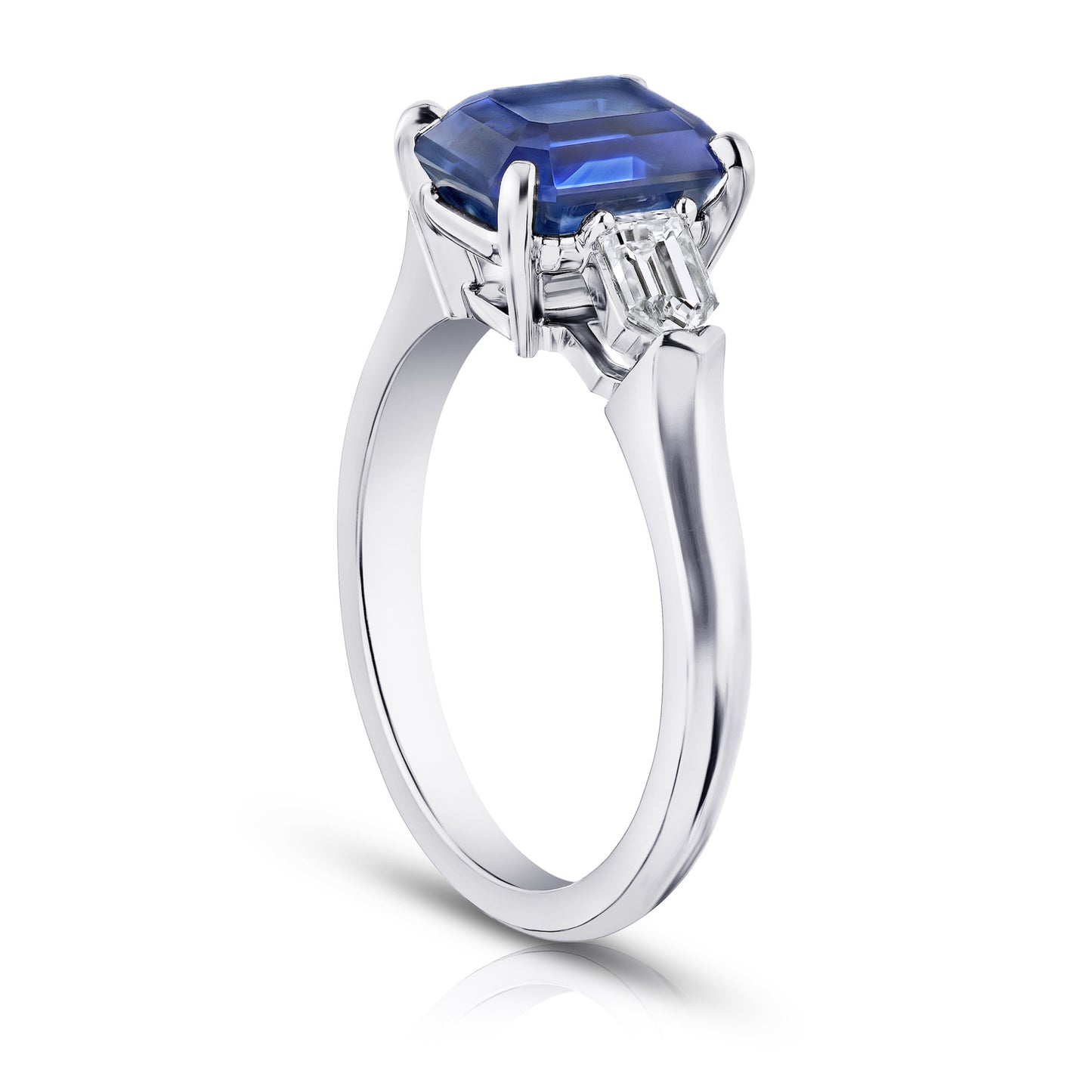 Contemporary Platinum Sapphire & Diamond Ring side
