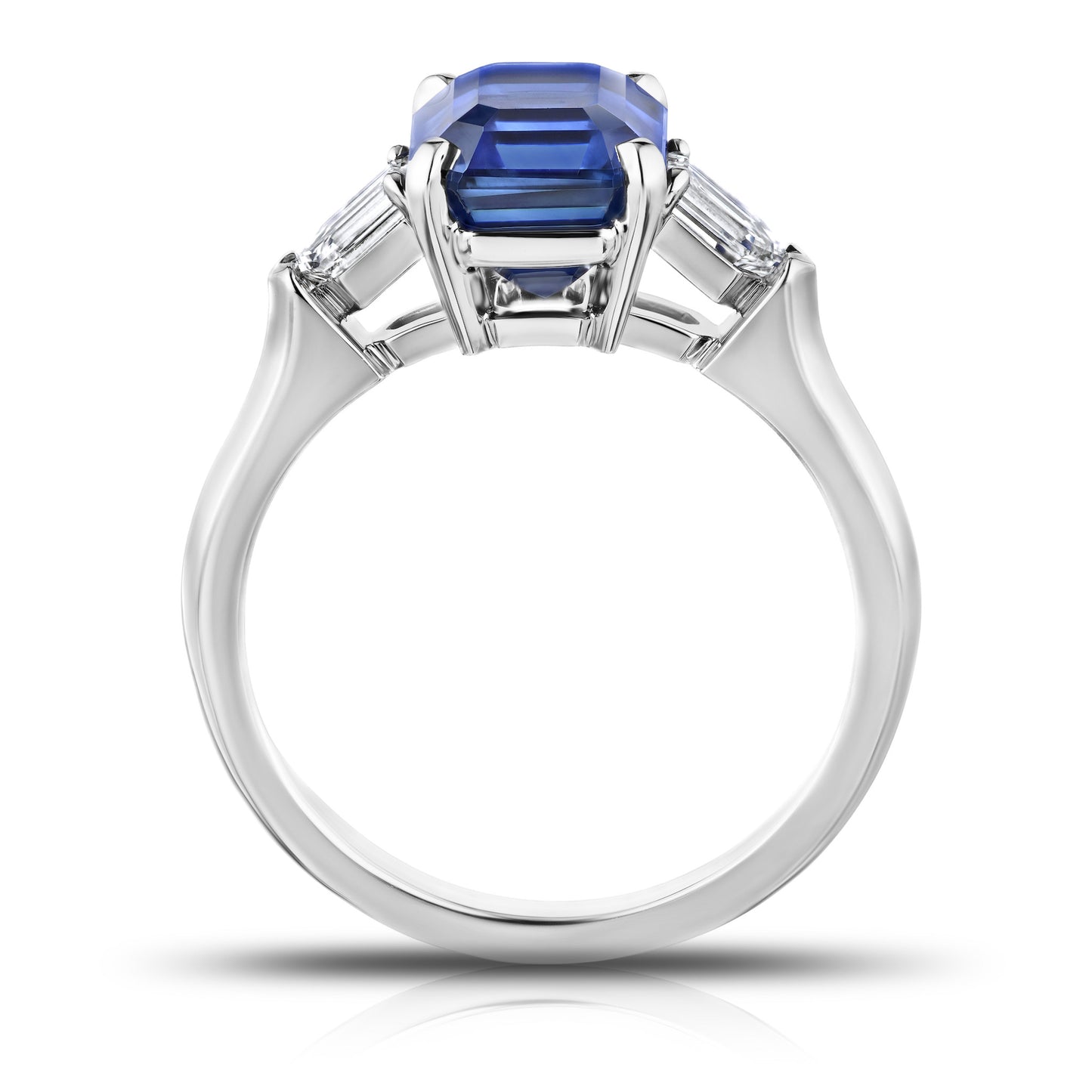 Contemporary Platinum Sapphire & Diamond Ring profile