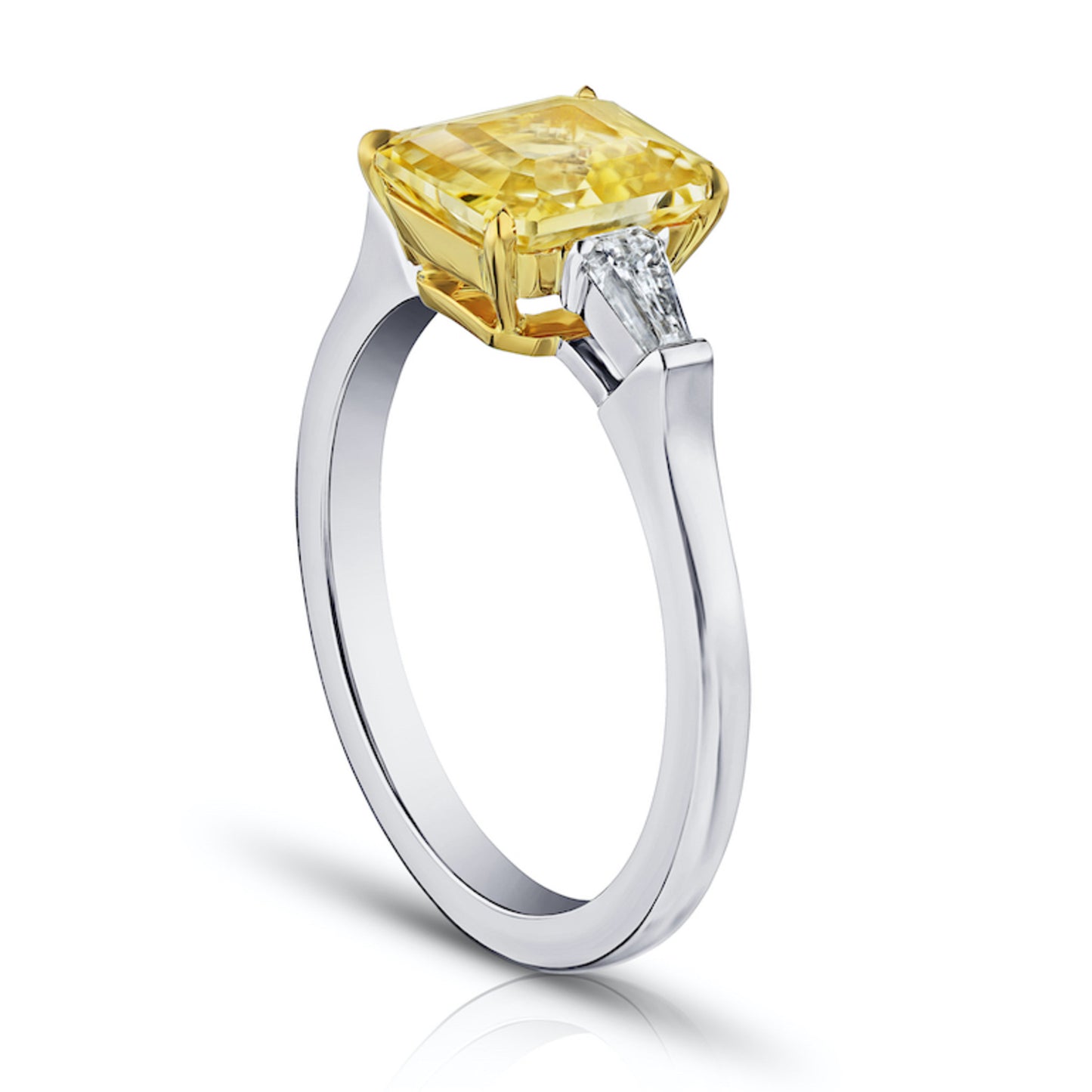 Contemporary Platinum & 18KT Yellow Gold Sapphire & Diamond Ring side