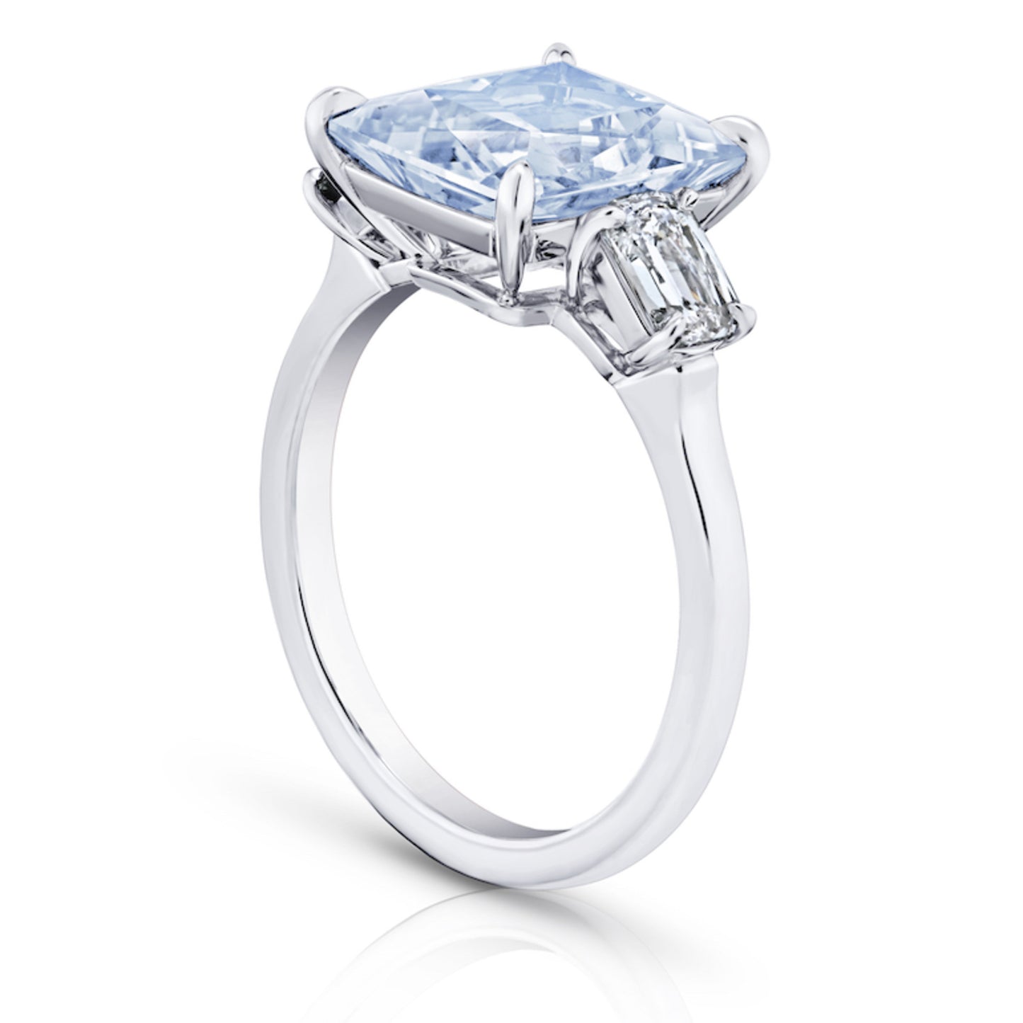 Contemporary Platinum Sapphire & Diamond Ring side