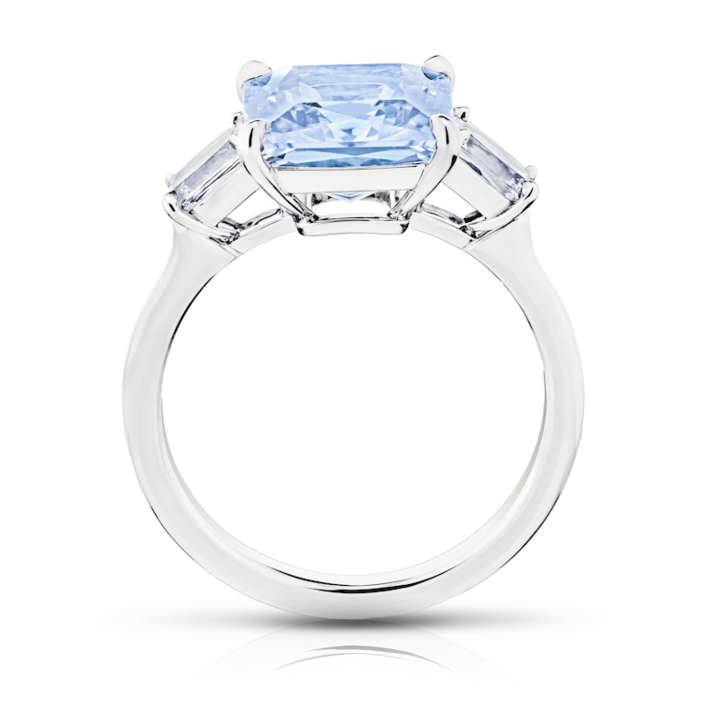 Contemporary Platinum Sapphire & Diamond Ring profile
