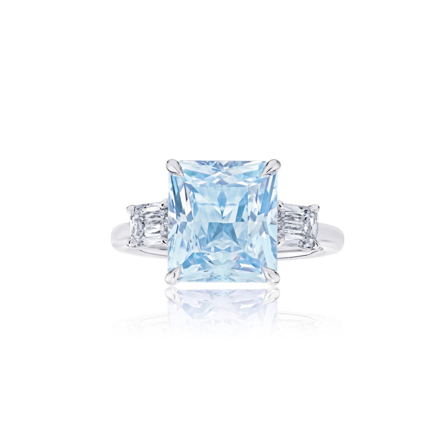 Contemporary Platinum Sapphire & Diamond Ring front
