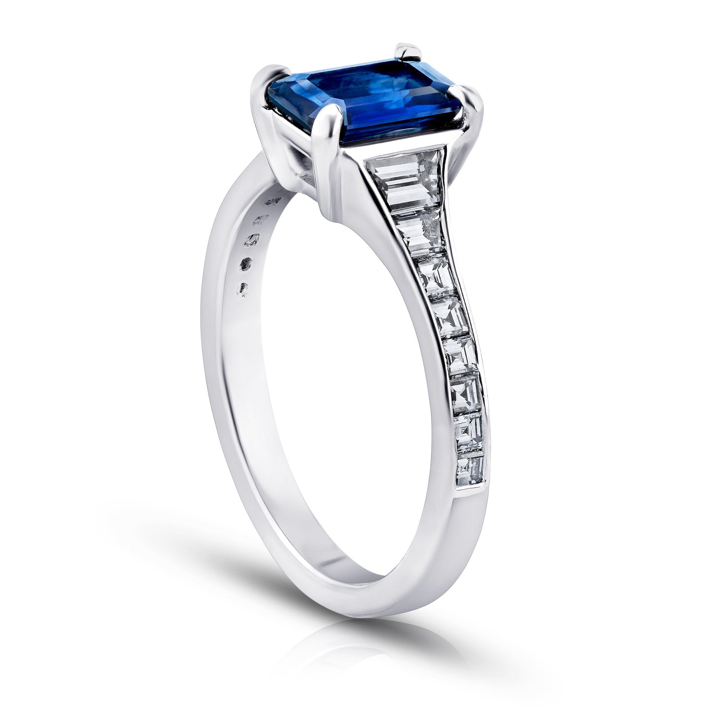 Contemporary Platinum Sapphire & Diamond Ring side