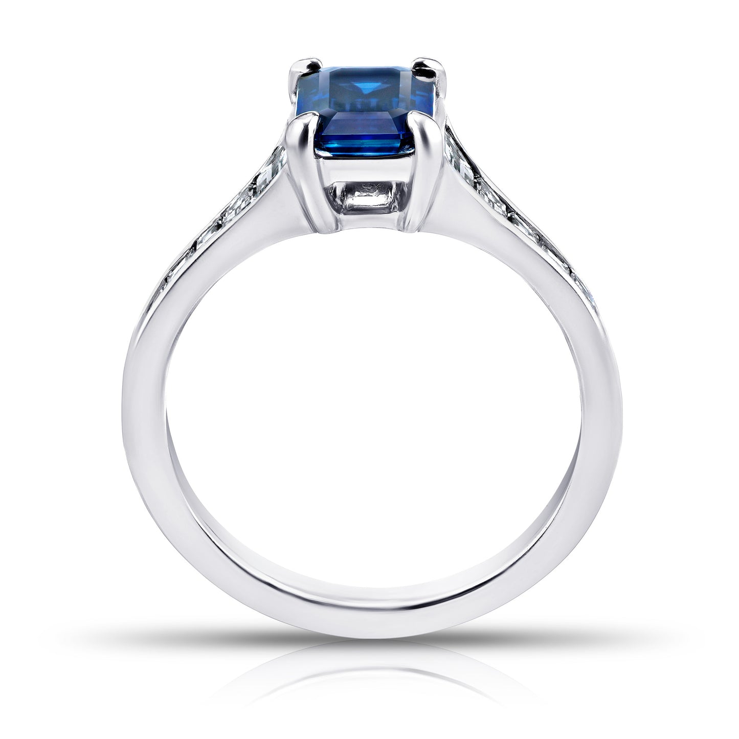 Contemporary Platinum Sapphire & Diamond Ring profile