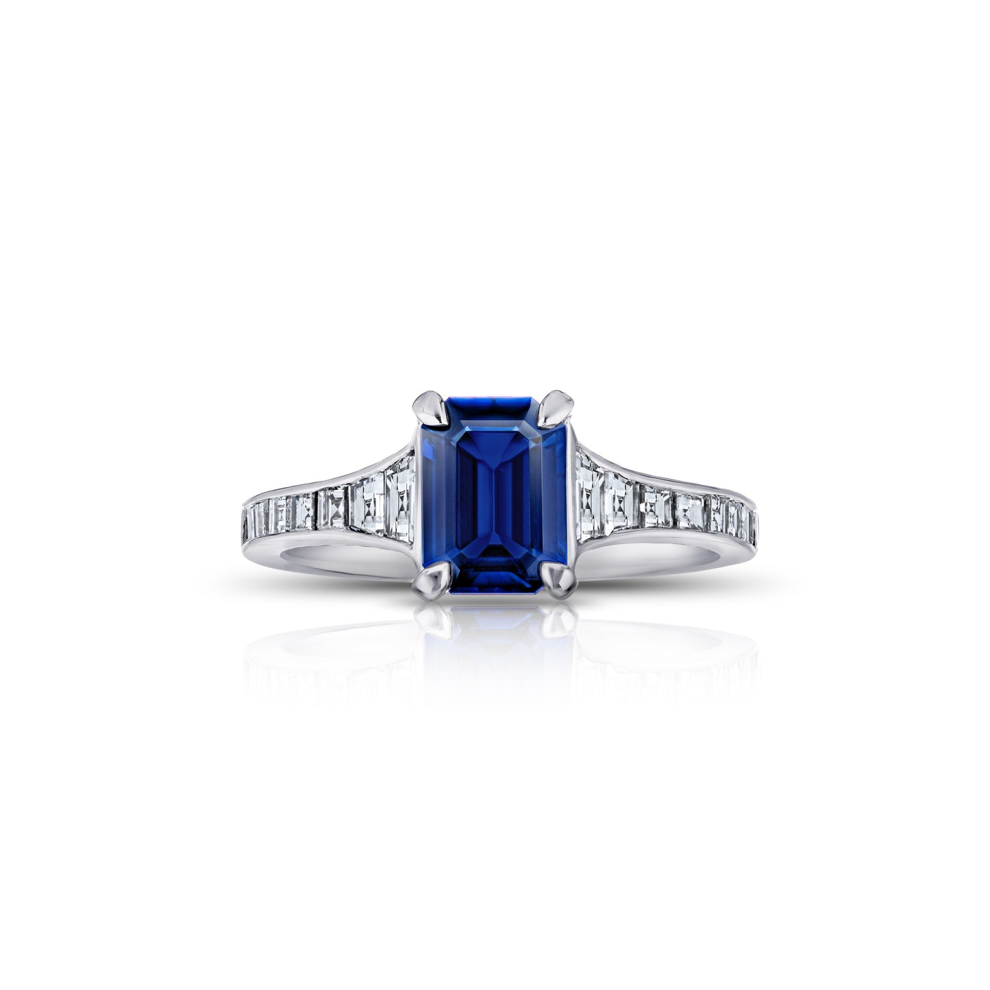 Contemporary Platinum Sapphire & Diamond Ring front