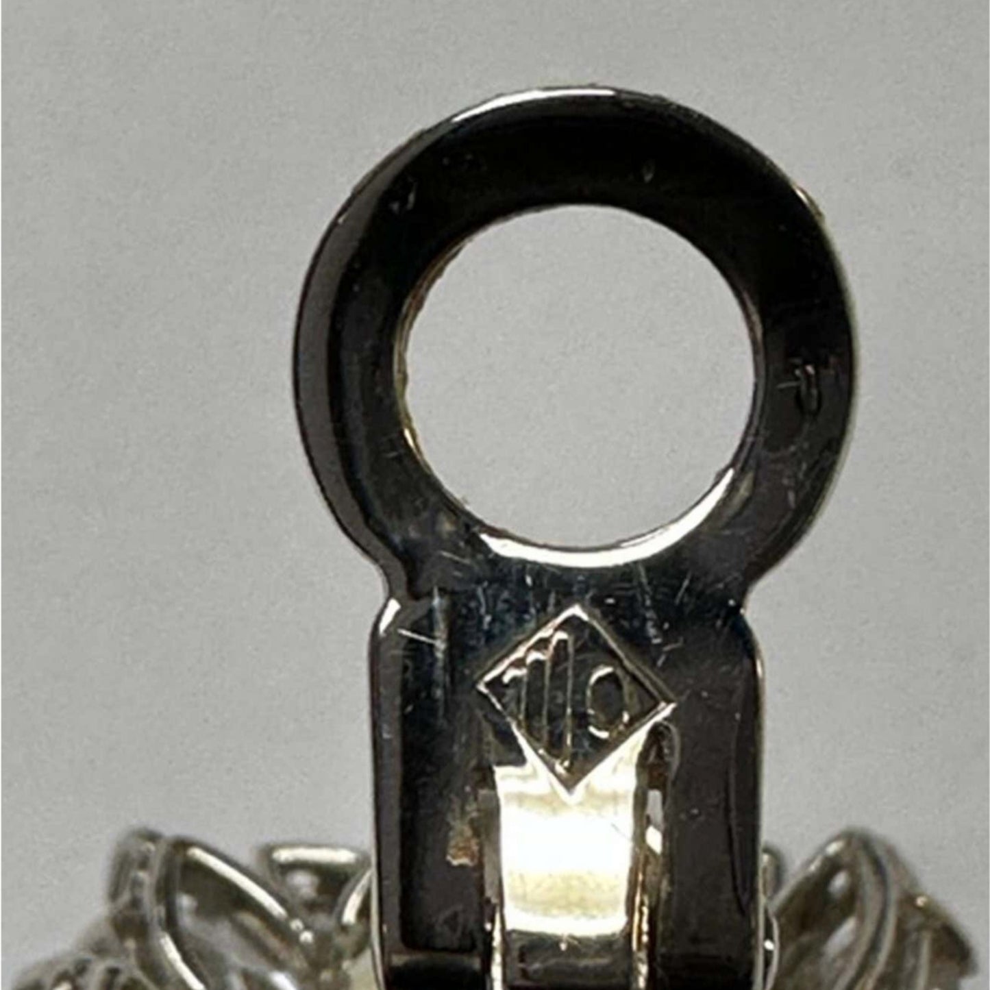 Marianne Ostier 1950s Platinum Pearl & Diamond Earrings maker's mark