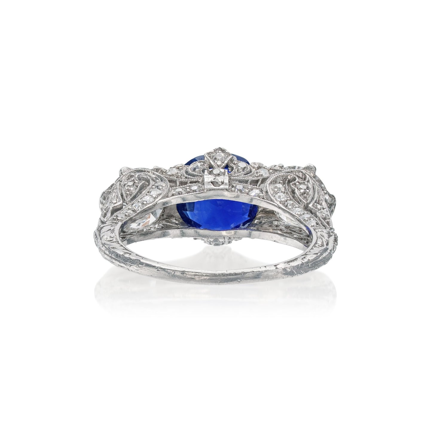 Art Deco Platinum Sapphire & Diamond Ring back