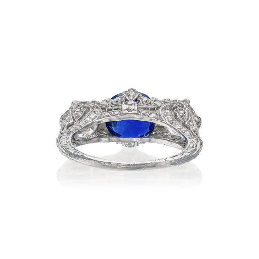 Art Deco Platinum Sapphire & Diamond Ring back