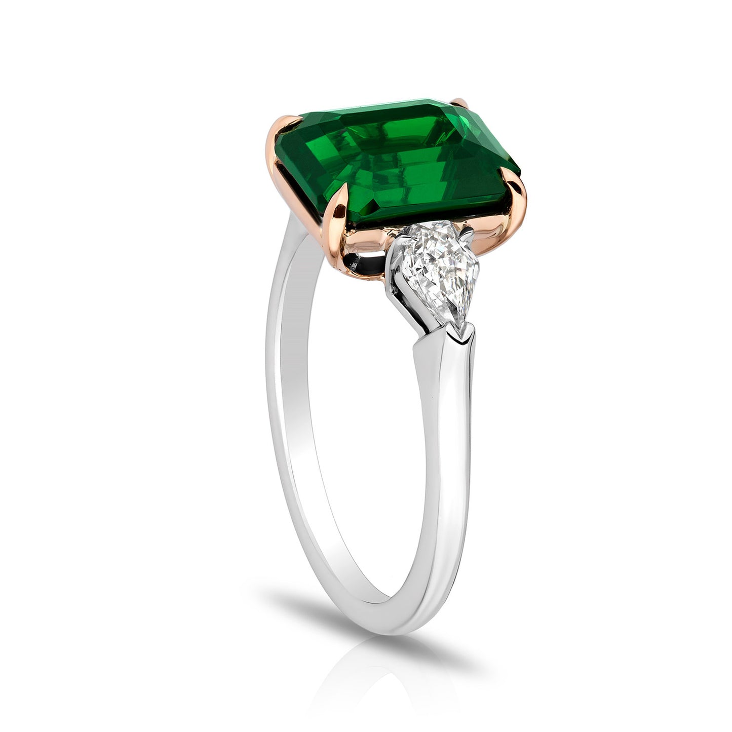 Contemporary Platinum & 18KT Yellow Gold Green Tsavorite & Diamond Ring side