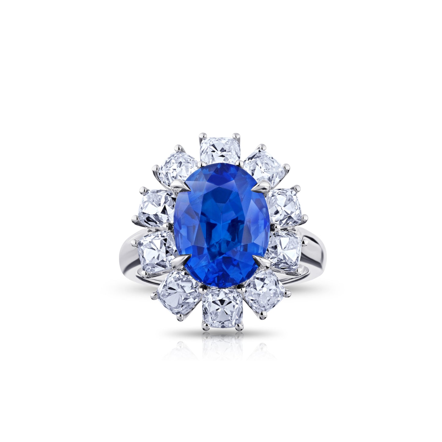 Contemporary Platinum Sapphire & Diamond Ring front