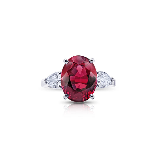 Contemporary Platinum & 18KT Yellow Gold Spinel & Diamond Ring front