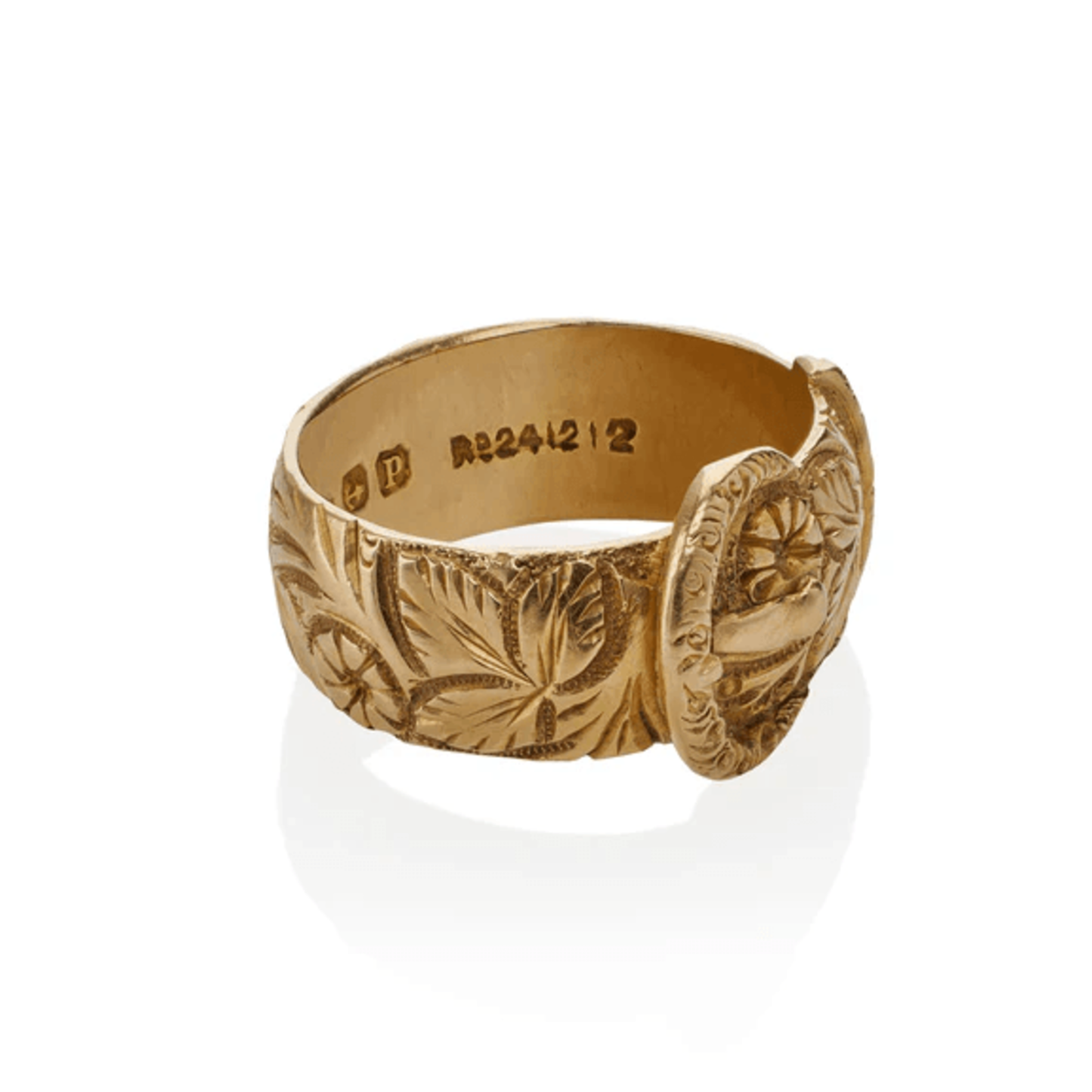 English Antique 18KT Yellow Gold Buckle Ring side