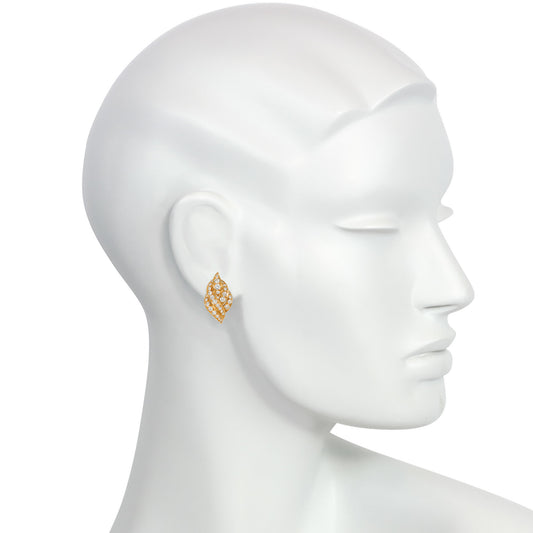 Pery & Fils French 1950s 18KT Yellow Gold Diamond Earrings on ear
