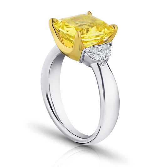 Contemporary Platinum & 18KT Yellow Gold Sapphire & Diamond Ring side