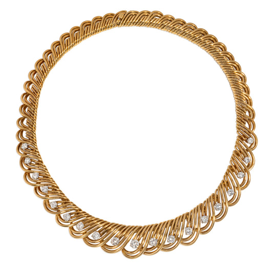 Cartier Paris 1950s Platinum & 18KT Yellow Gold Diamond Necklace front