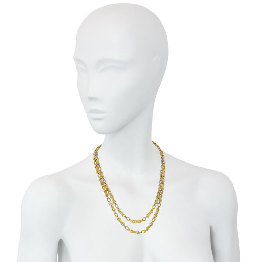 Cartier Italy 1970s 18KT Yellow Gold Necklace on neck