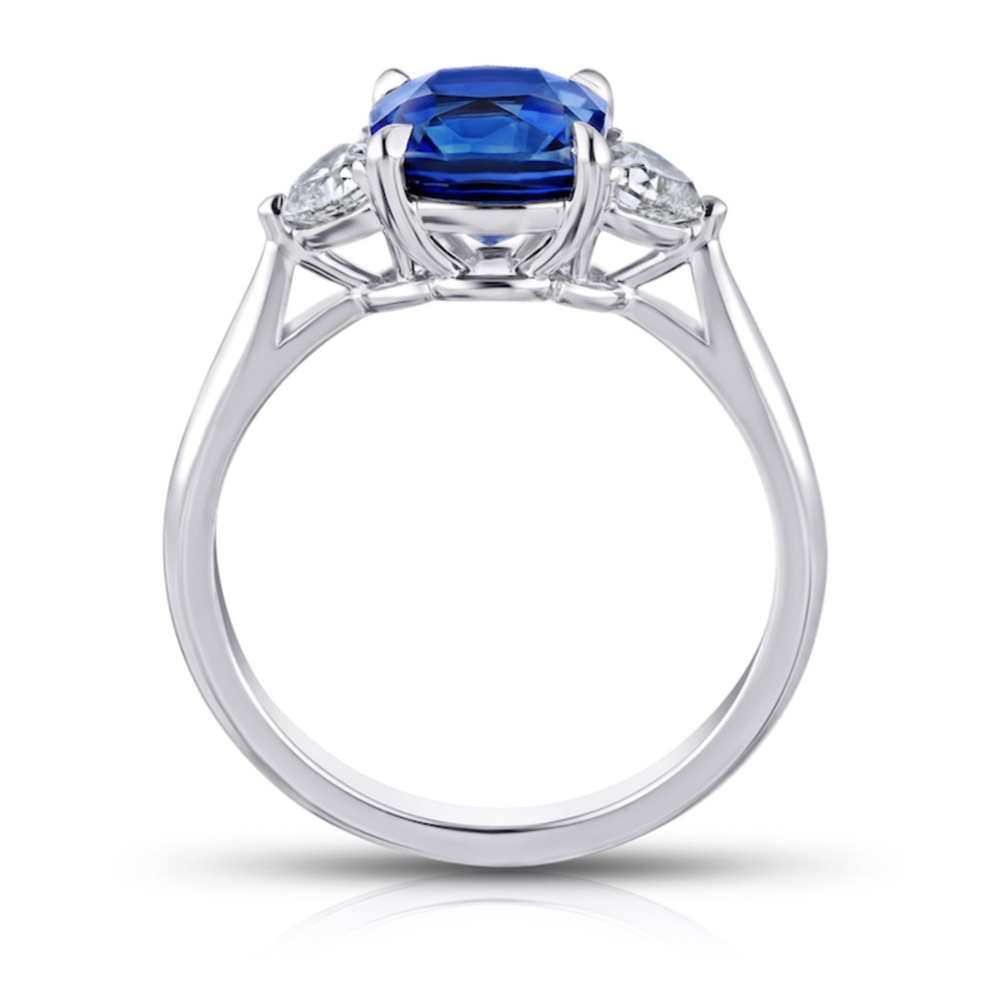 Contemporary Platinum Sapphire & Diamond Ring profile