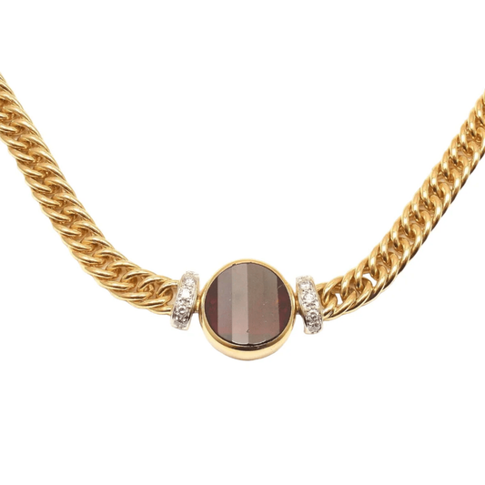 Pomellato Post-1980s 18KT Yellow Gold Diamond & Garnet Necklace front