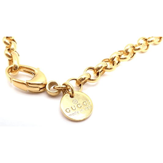 Gucci Italy Post-1980s 18KT Yellow Gold Pendant Necklace signature
