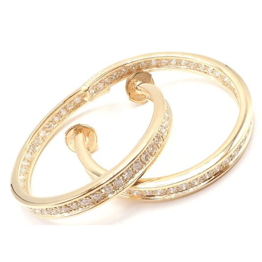 Cartier French Post-1980s 18KT Yellow Gold Diamond Earrings side