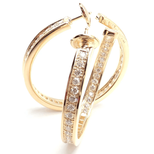 Cartier French Post-1980s 18KT Yellow Gold Diamond Earrings top