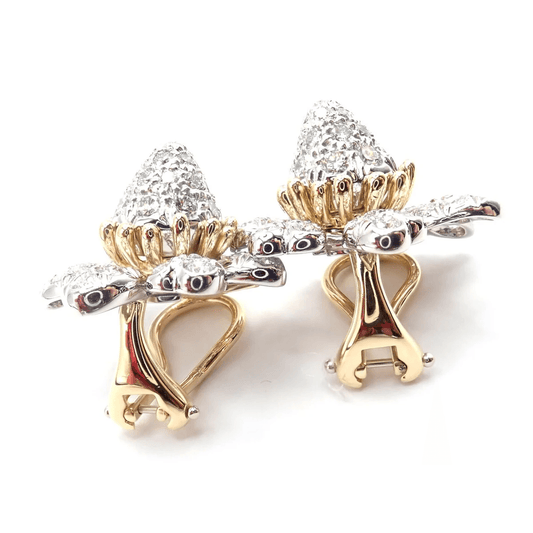 Tiffany & Co. Post-1980s Platinum & 18KT Yellow Gold Diamond Earrings top