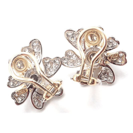 Tiffany & Co. Post-1980s Platinum & 18KT Yellow Gold Diamond Earrings back