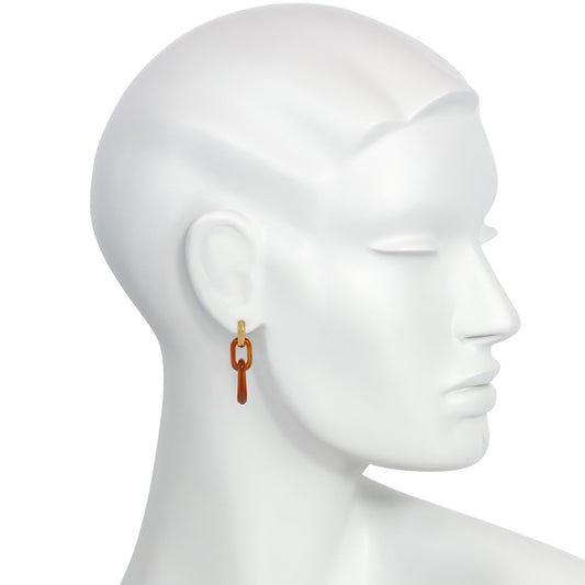 Tiffany & Co. 1970s 18KT Yellow Gold Carnelian Agate Earrings on ear