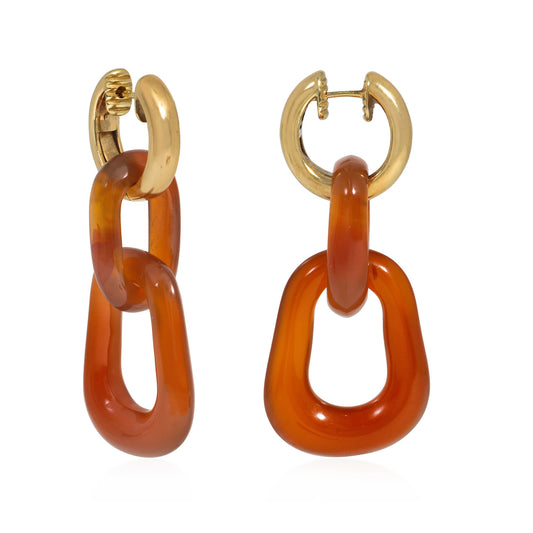 Tiffany & Co. 1970s 18KT Yellow Gold Carnelian Agate Earrings side