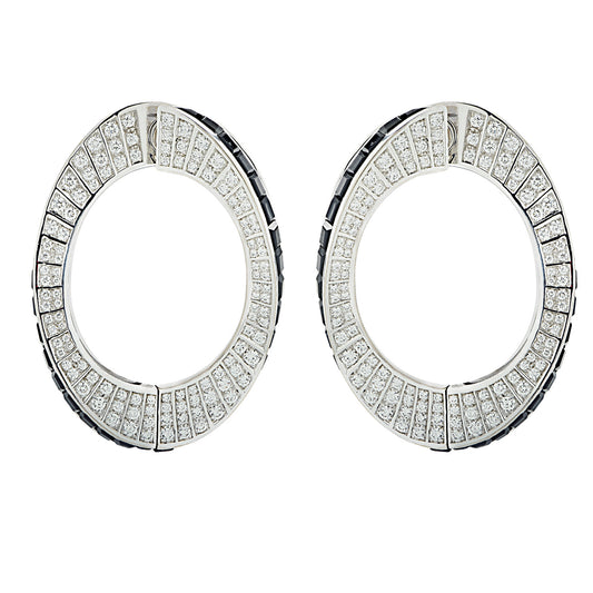 Cartier Post-1980s 18KT White Gold Diamond & Onyx Earrings front