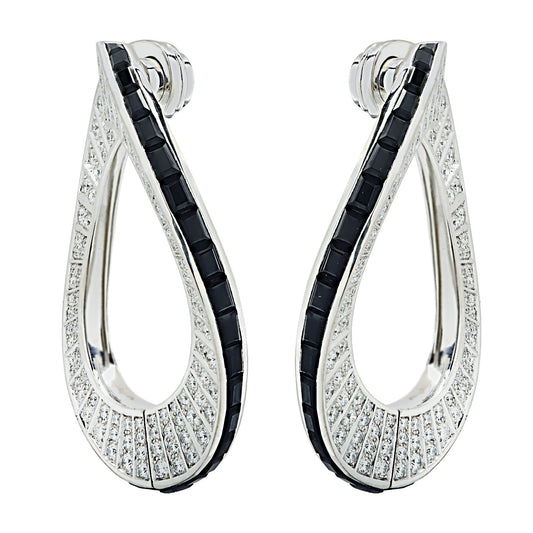 Cartier Post-1980s 18KT White Gold Diamond & Onyx Earrings side