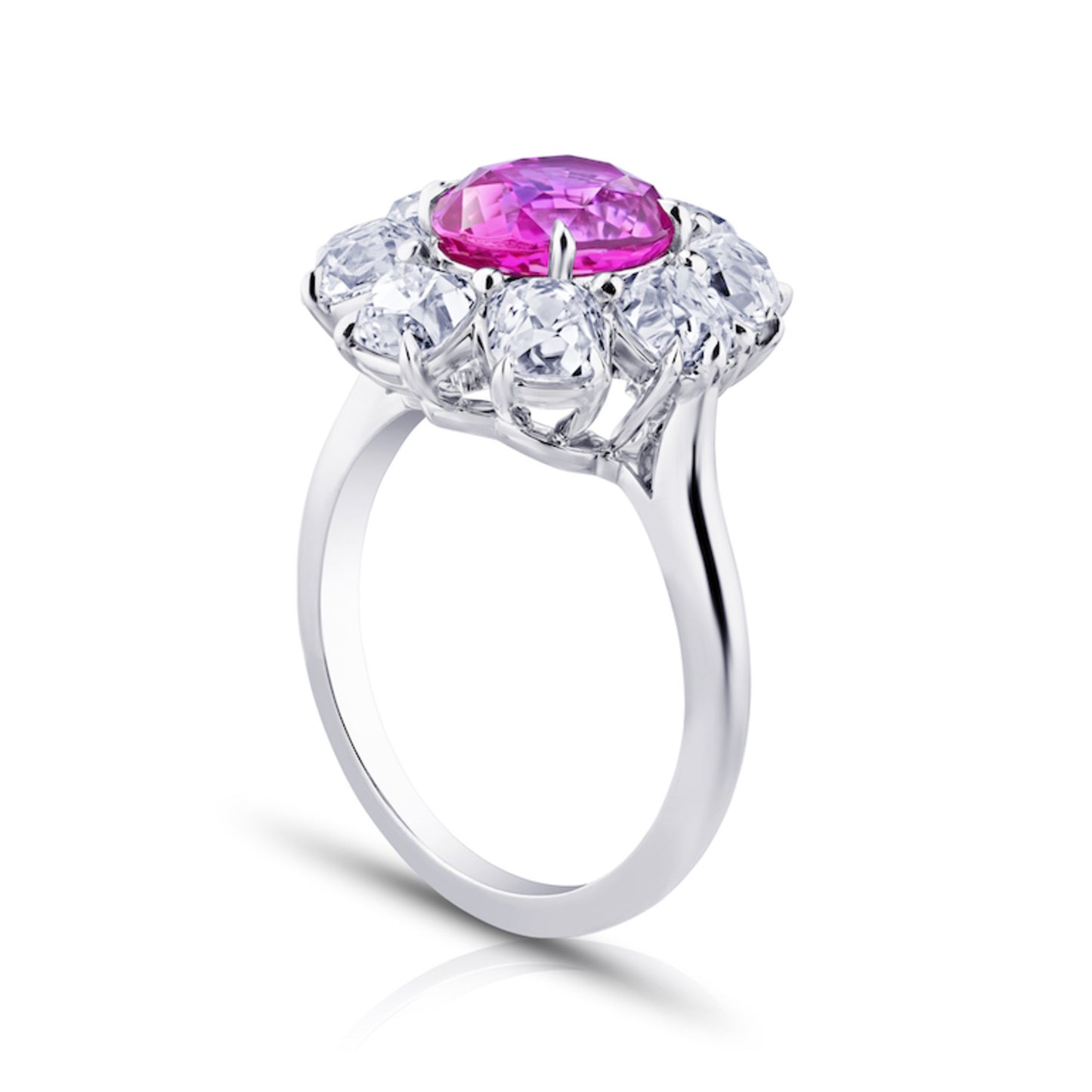 Contemporary Platinum Sapphire & Diamond Ring side