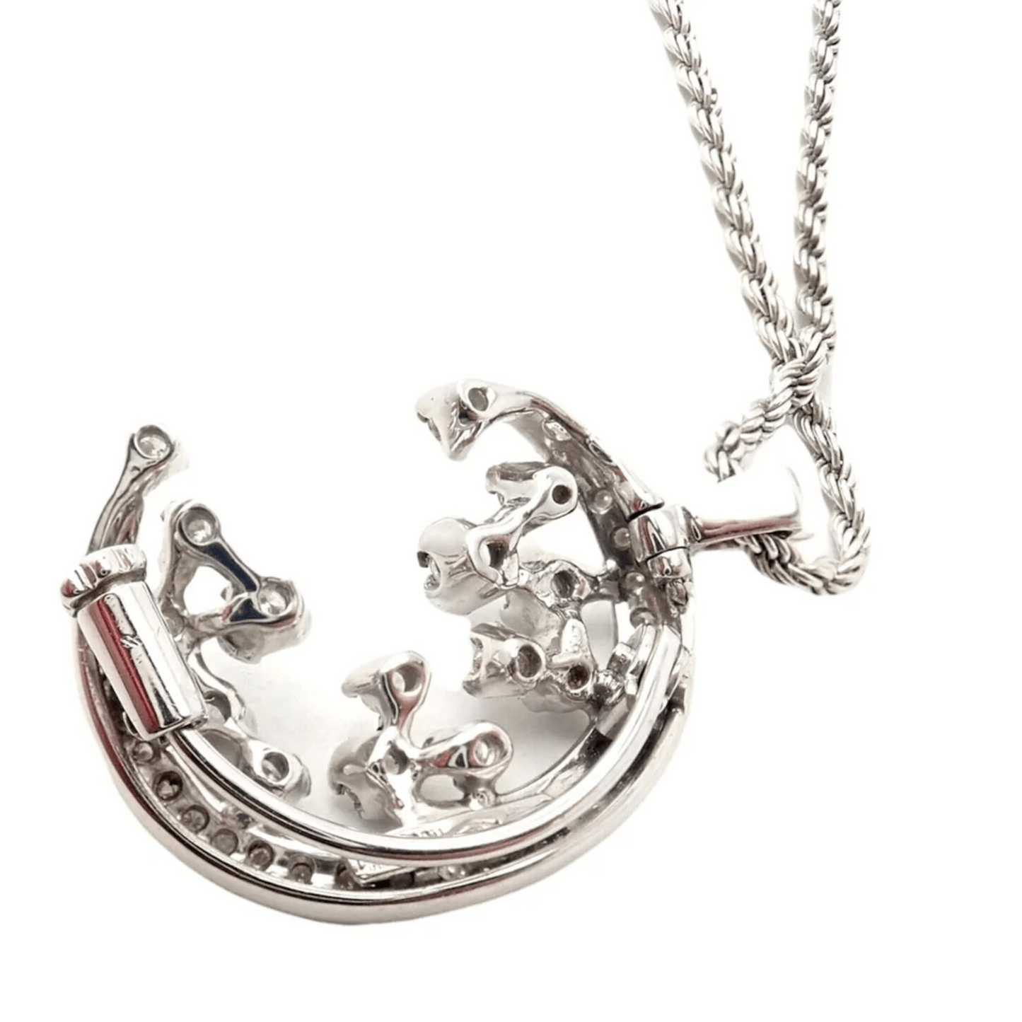 Damiani Italy Post-1980s 18KT White Gold Diamond Necklace back