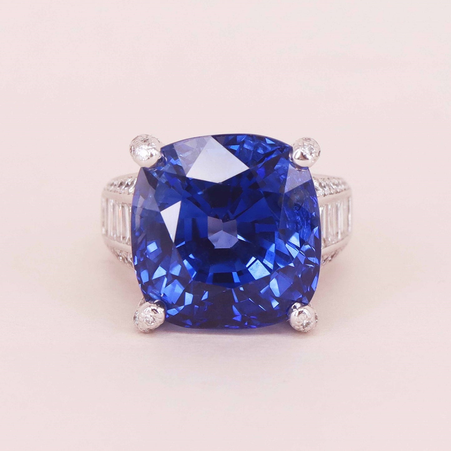 Contemporary 18KT White Gold Sapphire & Diamond Ring front