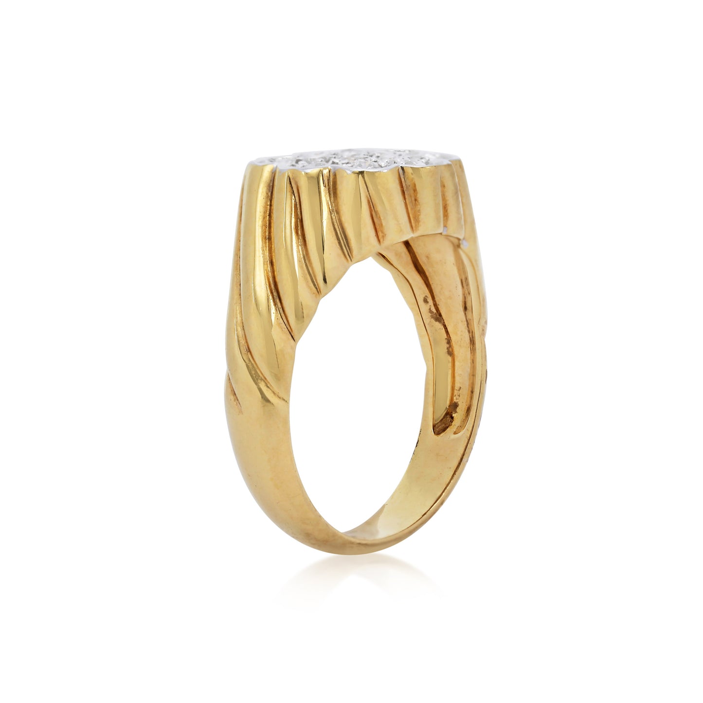 1970s 14KT Yellow Gold Diamond Ring side
