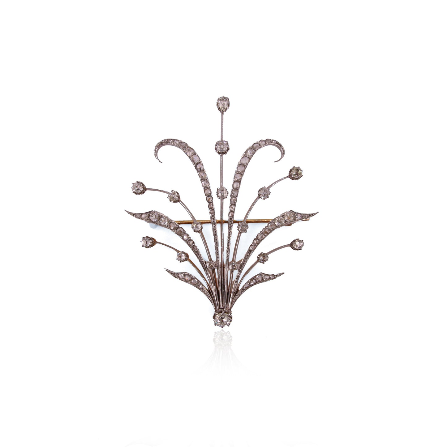 Victorian 18KT Yellow Gold Diamond Hair Comb & Brooch front