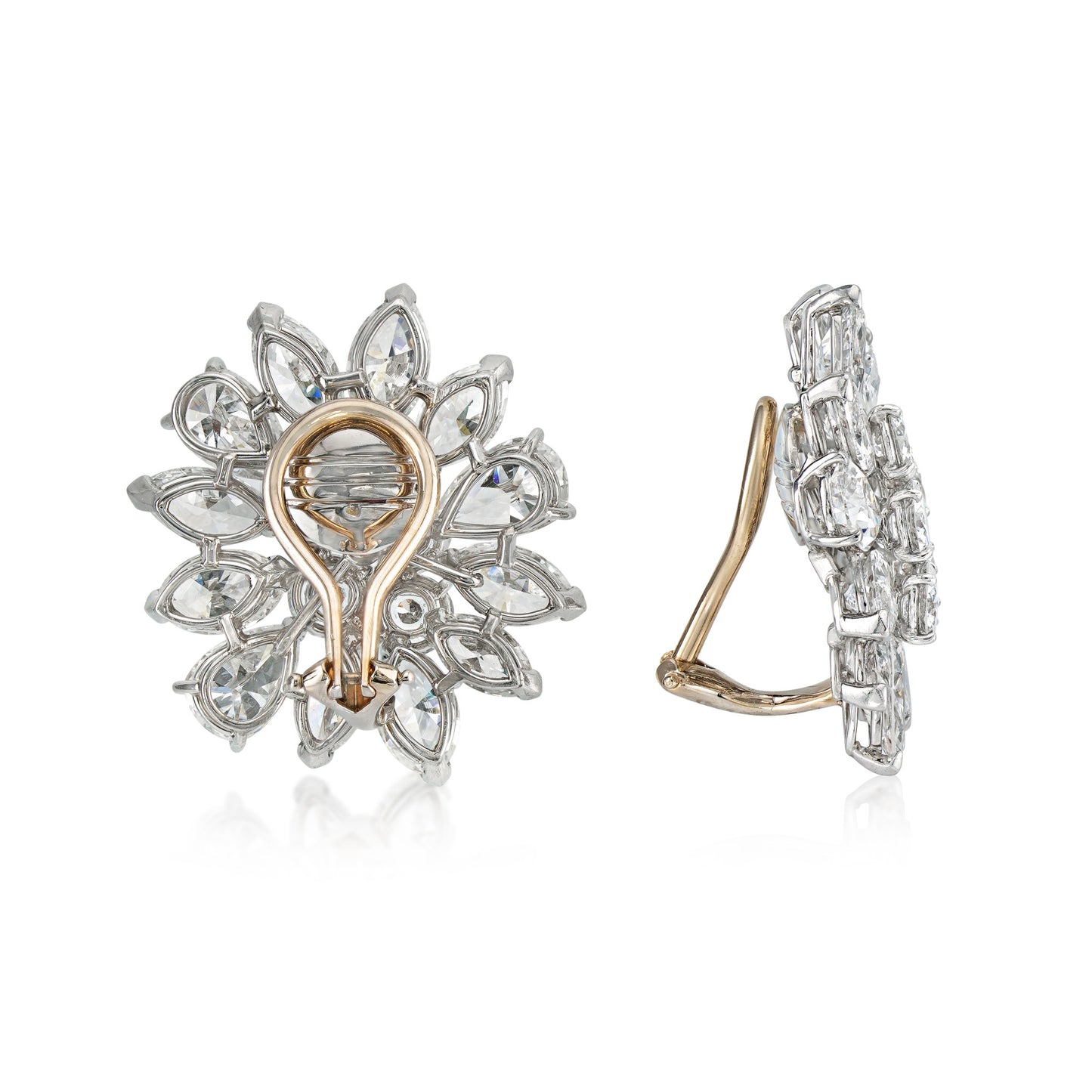 1960s Platinum Diamond Earrings back and side