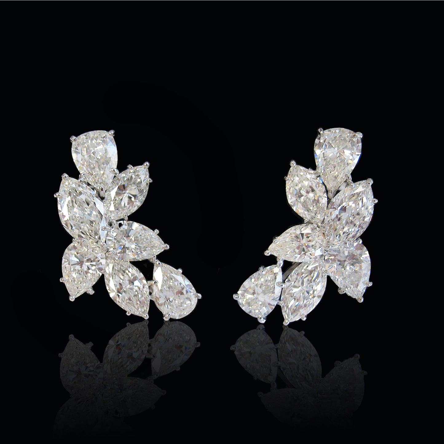1980s Platinum Diamond Earrings front