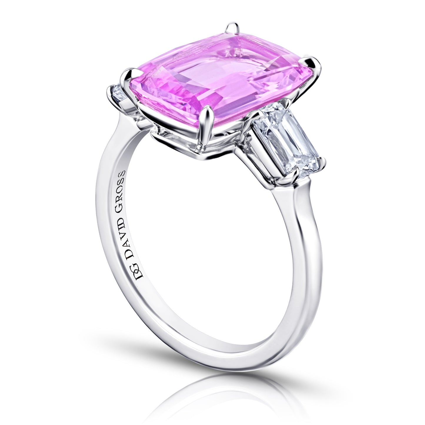 Contemporary Platinum Sapphire & Diamond Ring side